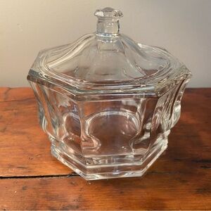 Vintage Indiana Clear Glass Covered Candy Dish